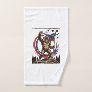 Patriotische Sasquatch-Flagge Vintage Handtuch