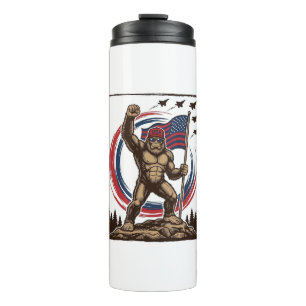 Patriotische Sasquatch-Flagge Vintage Thermosbecher