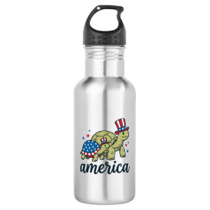 Patriotische Schildkröte Amerika Vintage Gravur De Edelstahlflasche