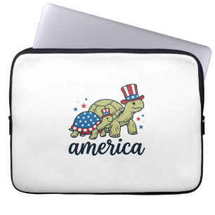 Patriotische Schildkröte Amerika Vintage Gravur De Laptopschutzhülle