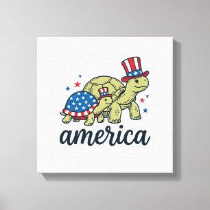 Patriotische Schildkröte Amerika Vintage Gravur De Leinwanddruck