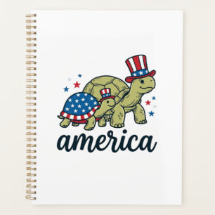 Patriotische Schildkröte Amerika Vintage-Stich-Des Planer