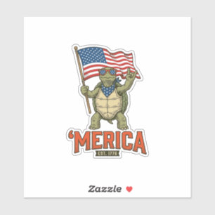 Patriotische Schildkröte 'Merica Vintage Vektor Aufkleber