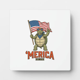 Patriotische Schildkröte 'Merica Vintage Vektor Fotoplatte