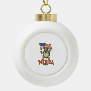 Patriotische Schildkröte 'Merica Vintage Vektor Keramik Kugel-Ornament