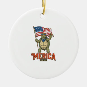 Patriotische Schildkröte 'Merica Vintage Vektor Keramik Ornament