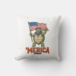 Patriotische Schildkröte 'Merica Vintage Vektor Kissen