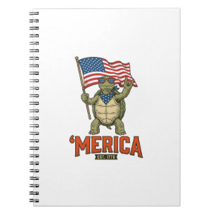 Patriotische Schildkröte 'Merica Vintage Vektor Notizblock