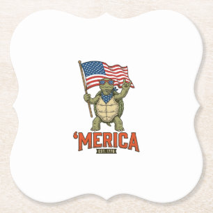 Patriotische Schildkröte 'Merica Vintage Vektor Untersetzer