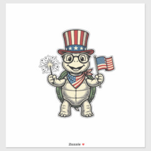 Patriotische Schildkröte Vintage-Gravur-Grafik für Aufkleber