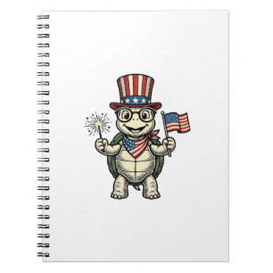 Patriotische Schildkröte Vintage-Gravur-Grafik für Notizblock