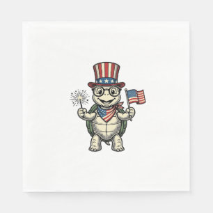 Patriotische Schildkröte Vintage-Gravur-Grafik für Serviette