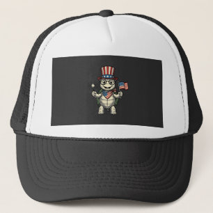 Patriotische Schildkröte Vintage-Gravur Grafik für Truckerkappe