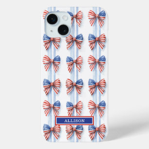 Patriotische Schleifen auf gestreiftem monogrammie Case-Mate iPhone Hülle