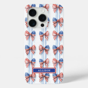 Patriotische Schleifen auf gestreiftem monogrammie Case-Mate iPhone Hülle