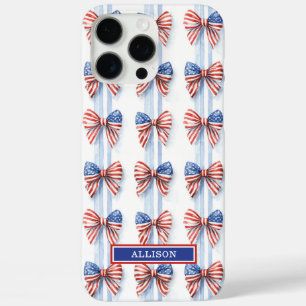 Patriotische Schleifen auf gestreiftem monogrammie iPhone 16 Pro Max Hülle