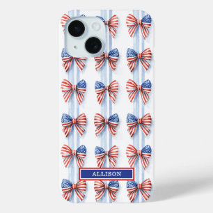 Patriotische Schleifen auf gestreiftem monogrammie Case-Mate iPhone Hülle