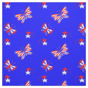 Patriotische Schmetterlinge und Sterne Stoff