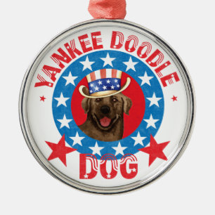Patriotische Schokolade Labrador Ornament Aus Metall