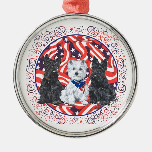 Patriotische Schotten und Westie Ornament (Vorne)