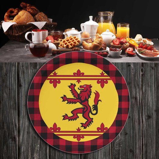 Patriotische Schottische Flagge, Rampant, kariert, Pappteller