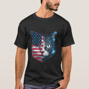 Patriotische schwarze Katze 4. Juli Frauen Männer T-Shirt