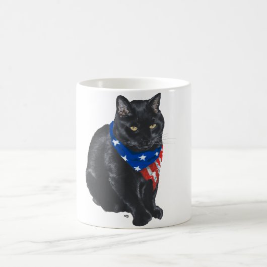 Patriotische Schwarze Katze Kaffeetasse (Mittel)