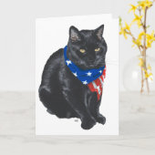 Patriotische Schwarze Katze Karte (Gelbe Blume)
