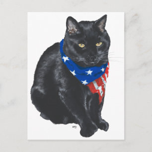 Patriotische Schwarze Katze Postkarte