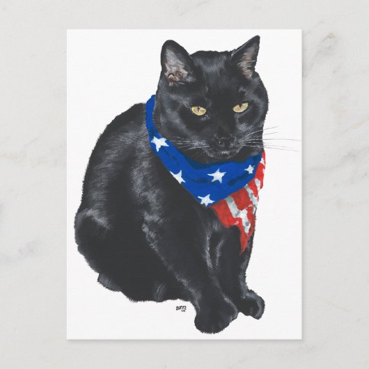 Patriotische Schwarze Katze Postkarte (Vorderseite)