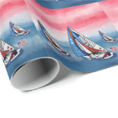 Patriotische Segelboote Geschenkpapier (Rolleneckpunkt)