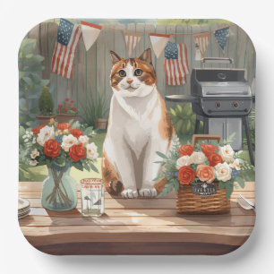 Patriotische Siamkatze-Papierplatten zum 4. Juli Pappteller
