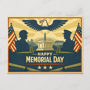 Patriotische Silhouetten Memorial Day Feiertagspostkarte