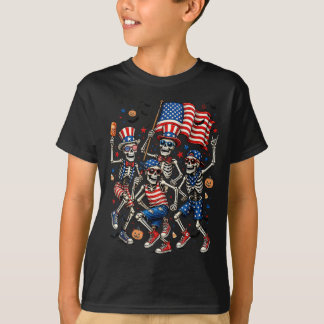 Patriotische Skelette Halloween Gruselig Lustiges T-Shirt