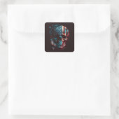 Patriotische Skull Square Sticker (Tasche)