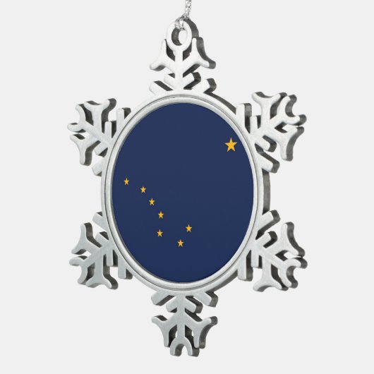 Patriotische Snowflake-Ornament mit Alaska-Flagge Schneeflocken Zinn-Ornament (Rechts)