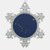 Patriotische Snowflake-Ornament mit Alaska-Flagge Schneeflocken Zinn-Ornament (Vorderseite)