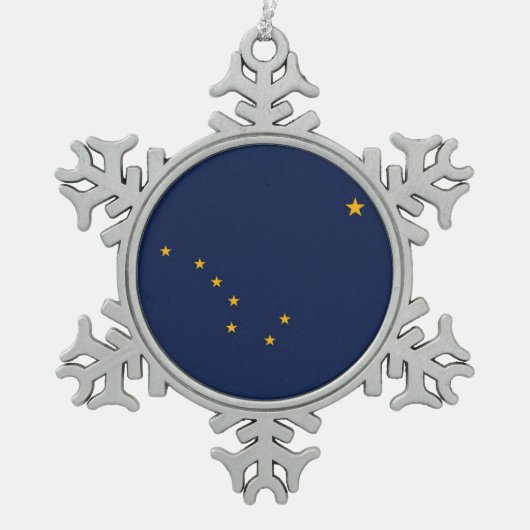 Patriotische Snowflake-Ornament mit Alaska-Flagge Schneeflocken Zinn-Ornament (Vorderseite)