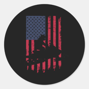 Patriotische Snowmobile Rider US Flagge Winterspor Runder Aufkleber