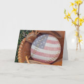 Patriotische Softball in Handschuh Karte (Gelbe Blume)