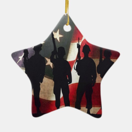 Patriotische Soldaten Silhouette Keramik Ornament (Hinten)