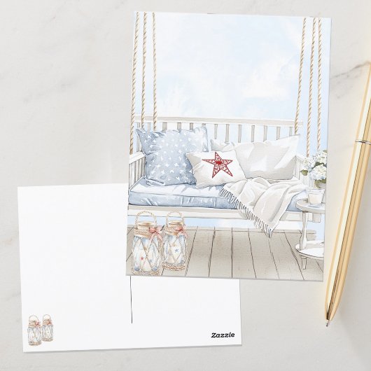 Patriotische Sommerpora Watercolor Americana Postkarte