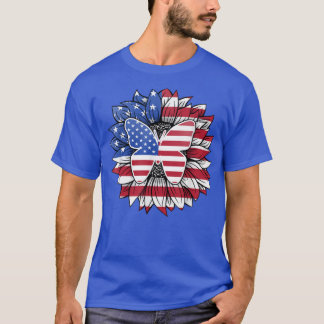 Patriotische Sonnenblume mit Butterfly USA Flag 4. T-Shirt