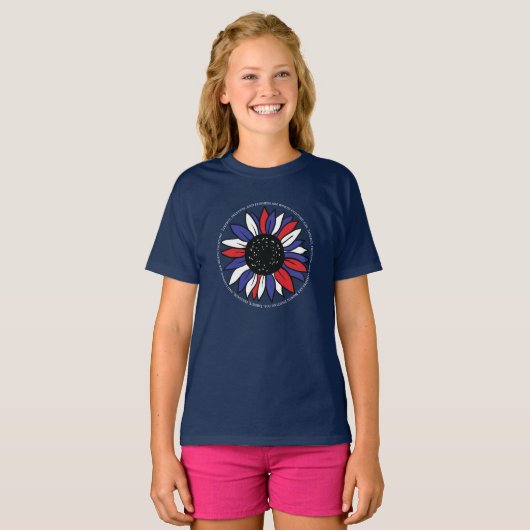 Patriotische Sonnenblumen Freiheit Fairness T-Shirt (Vorne ganz)