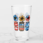 Patriotische Sonnenblumen in Jars | Gott segne Ame Glas (Rückseite)