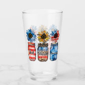 Patriotische Sonnenblumen in Jars | Gott segne Ame Glas (Vorderseite)