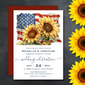 Patriotische Sonnenblumenhochzeit Einladung