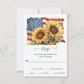 Patriotische Sonnenblumenhochzeit RSVP Karte (Vorderseite)