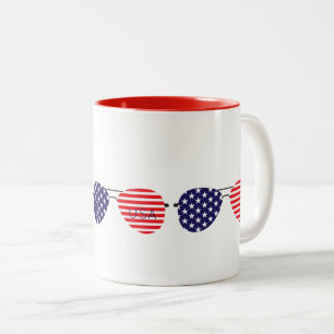 Patriotische Sonnenbrille Red White Blue USA Cool Zweifarbige Tasse