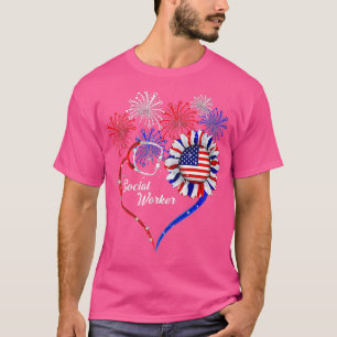 Patriotische Sozialarbeiter 4. Juli Amerikanische  T-Shirt